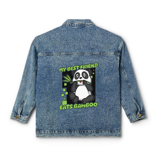 My Best Friend Eats Bamboo Panda Bear Friend Classic Women's Denim Jackets