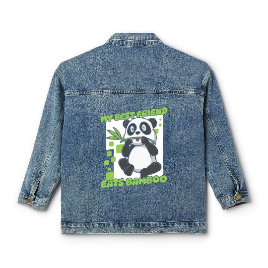 My Best Friend Eats Bamboo Panda Bear Friend Classic Women's Denim Jackets