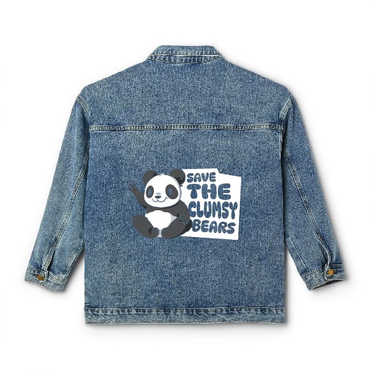 Save The Clumsy Bears Panda Bear Friend Lover Classic Women's Denim Jackets