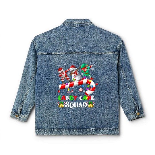 Dabbing Santa Elf Snowman Candy Cane Christmas Classic Women's Denim Jackets
