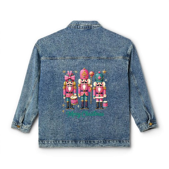 Glitter Nutcracker Friends, Merry Christmas Classic Women's Denim Jackets