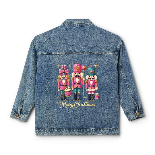 Glitter Nutcracker Friends, Merry Christmas Classic Women's Denim Jackets