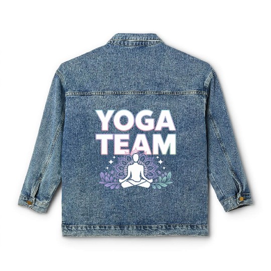 Meditative Lifestyle Yoga Enthusiasts Icon Design Classic Women's Denim Jackets
