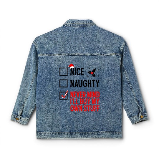 Nice Naughty Funny Holiday Classic Women's Denim Jackets