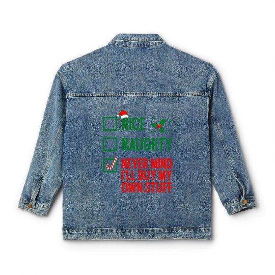 Nice Naughty Funny Holiday Classic Women's Denim Jackets
