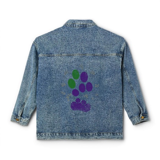 AroAce Cat Paw Prints Classic Women's Denim Jackets