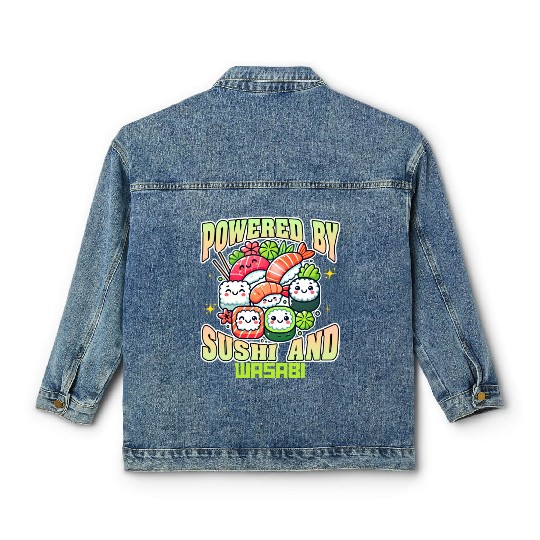 Powered By Sushi And Wasabi Classic Women's Denim Jackets