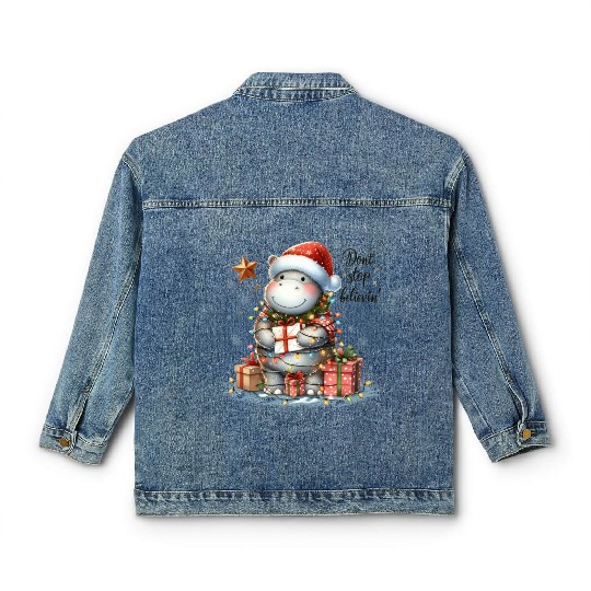 Don t Stop Believin, Merry Christmas Classic Women's Denim Jackets