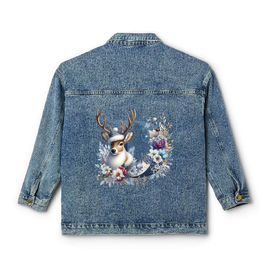 funny christmas deer Classic Women's Denim Jackets