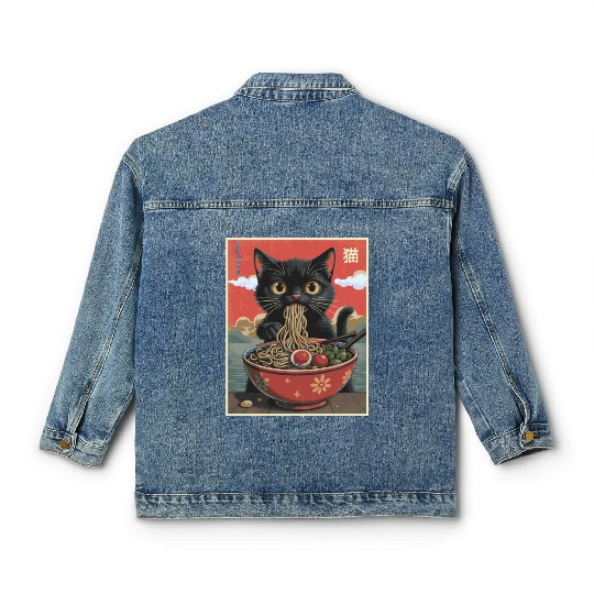 Cat Ramen Japanese Classic Women's Denim Jackets