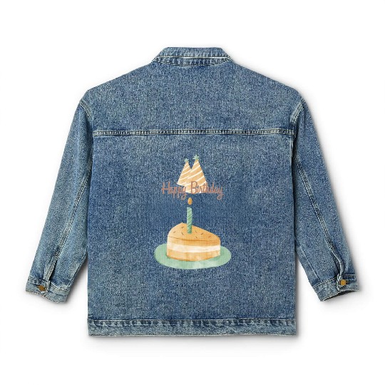 card neutral pale watercolor style birthday Classic Women's Denim Jackets