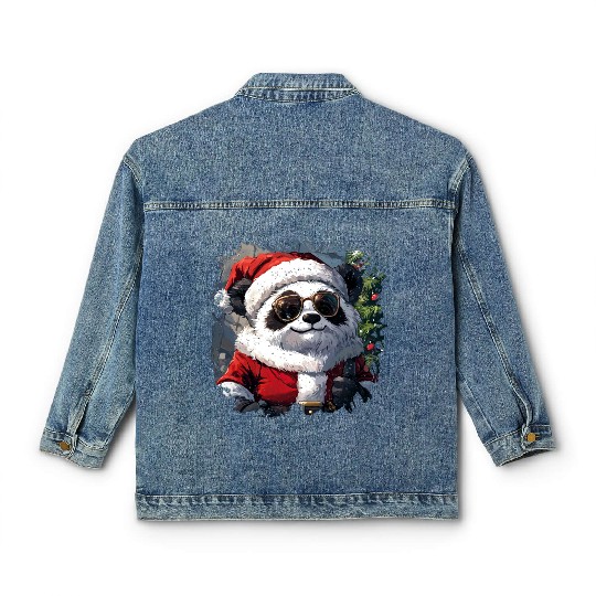 Panda Santa Claus Classic Women's Denim Jackets