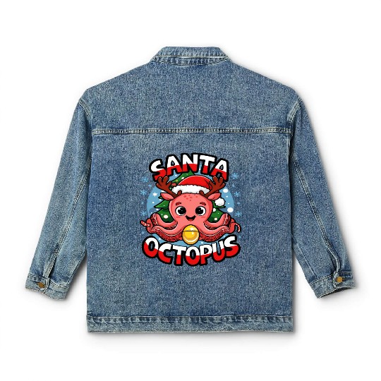 Santa Octopus 002 Classic Women's Denim Jackets