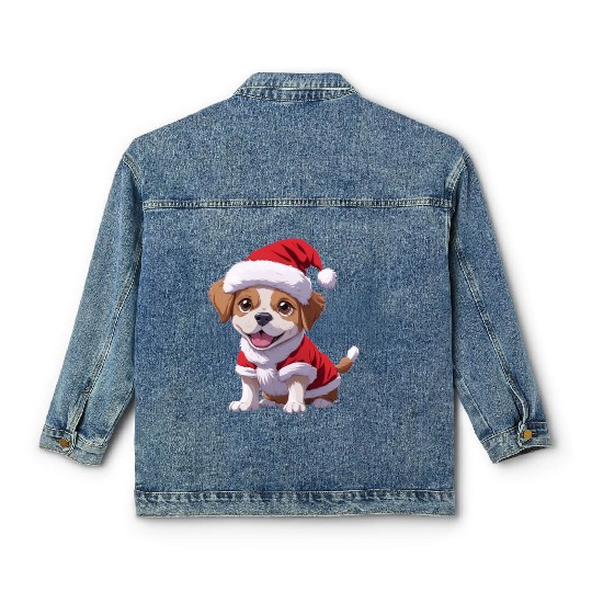 Santa Paws: The Cutest Christmas Puppy Classic Women's Denim Jackets