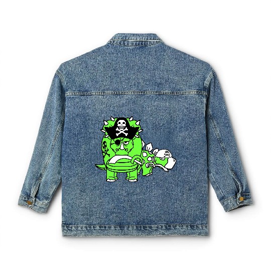 Triceratops Stegosaurus 2 Dinosaur Pirates Dinos Classic Women's Denim Jackets