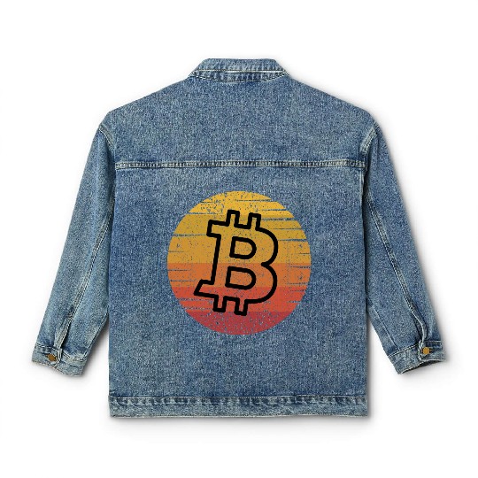 Retro Vintage Bitcoin Classic Women's Denim Jackets Crypto Trader Classic Women's Denim Jackets