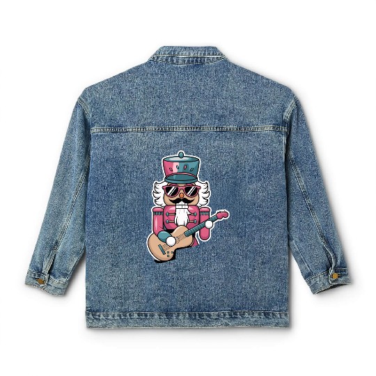 Nutcracker Playing Guitar Classic Women's Denim Jackets