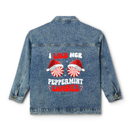 I Like Her Peppermint Candies Couples Christmas Classic Women's Denim Jackets
