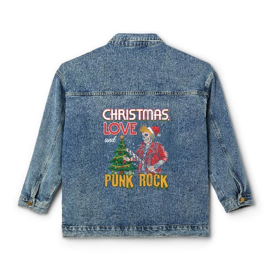Rocky Christmas: Santa Claus Concert In Punk Rock Classic Women's Denim Jackets