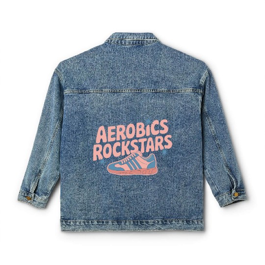 80s Fitness Enthusiast Retro Workout and Neon Classic Women's Denim Jackets