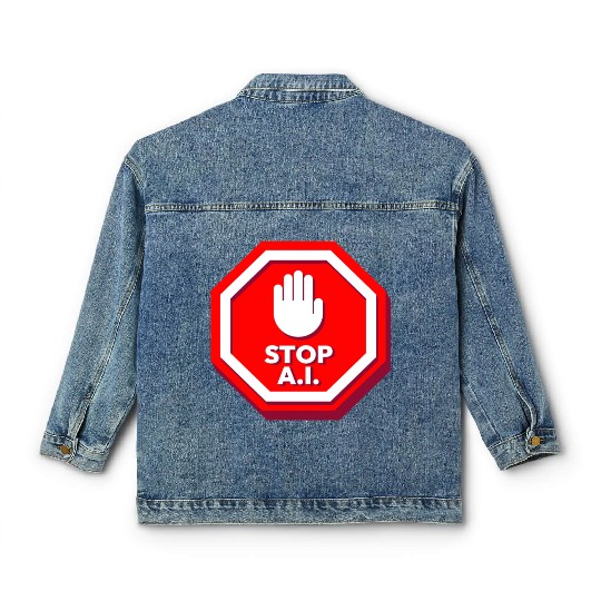 Stop Ai Sign Against AI Classic Women's Denim Jackets