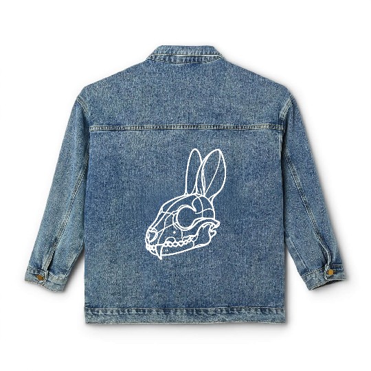 Minimalistic Vector Rabbit Skull Kids Drawing Classic Women's Denim Jackets