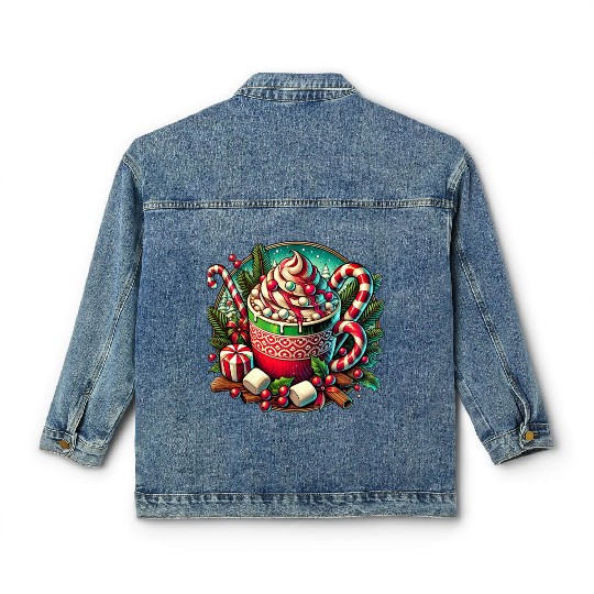 Festive Hot Cocoa Christmas Delight Classic Women's Denim Jackets