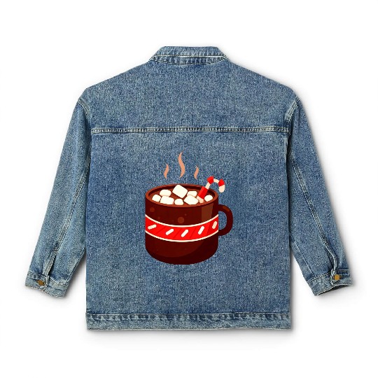 Cozy Hot Chocolate Mug Design Classic Women's Denim Jackets