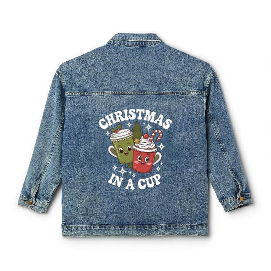 Christmas Cheer in a cup Funny Christmas Classic Women's Denim Jackets