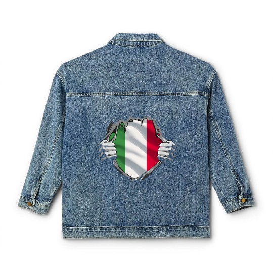 Italian Pride Unveiled: Bold Flag Design Classic Women's Denim Jackets