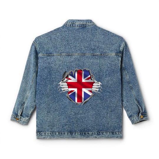 Union Jack Ripped Style UK Pride Classic Women's Denim Jackets