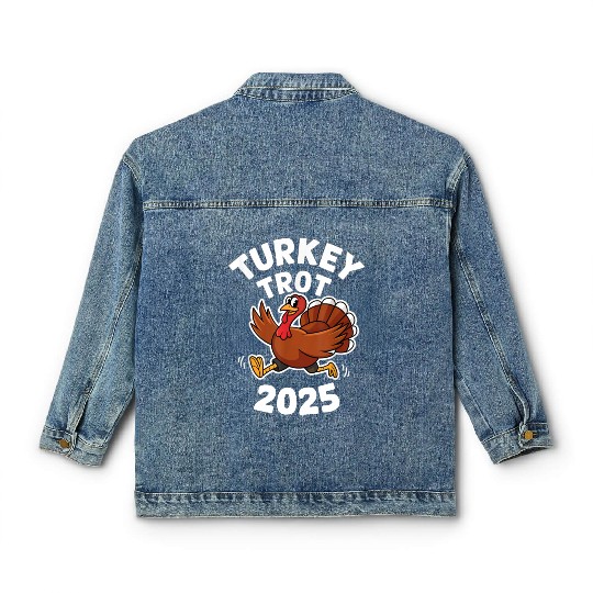 Funny Thanksgiving Turkey Trot 2025 Classic Women's Denim Jackets