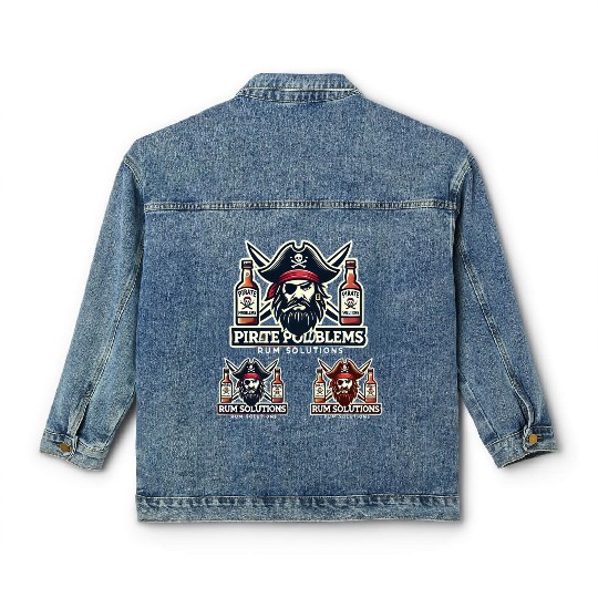 Pirate Problems Rum Solutions Classic Women's Denim Jackets