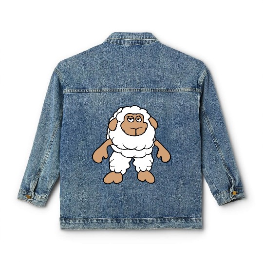Sheep Standing Cool Bored Tired Cartoon Comic Cute Classic Women's Denim Jackets
