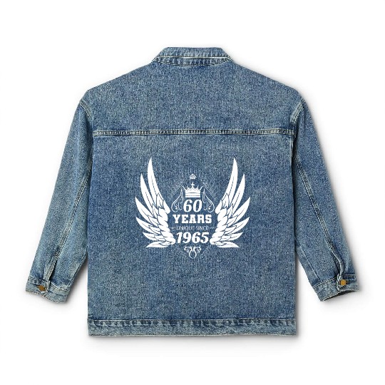 60 Years Unique Angel Wings Crown Classic Women's Denim Jackets