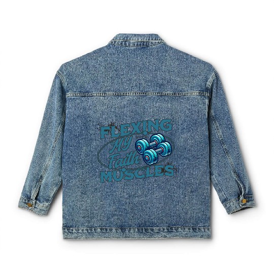 Flexing My Faith Muscles- James 2:26 Classic Women's Denim Jackets