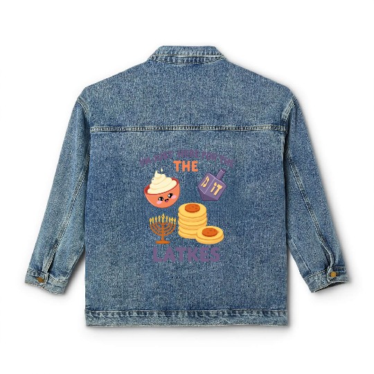 I'm Just Here for the Latkes Fun Hanukkah Vibes Classic Women's Denim Jackets
