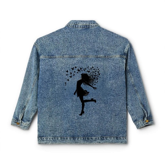 Colorful Butterfly Elegant for All Seasons Classic Women's Denim Jackets