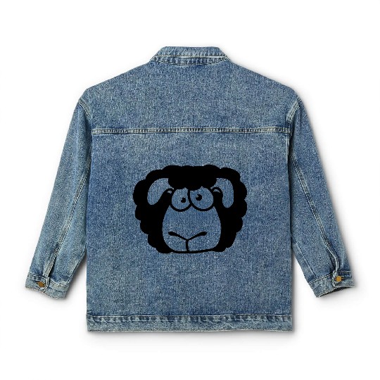 Stupid Sheep Face Head Funny Anxious Cool Stare Classic Women's Denim Jackets