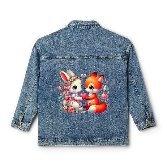 Beautiful couple heartvalentine's day design Classic Women's Denim Jackets