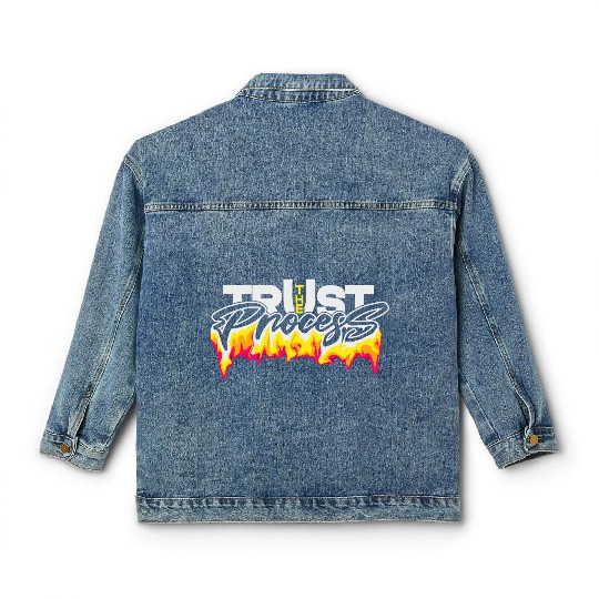 Trust the process typography design Classic Women's Denim Jackets