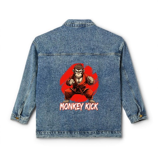 Karate Judo Monkey Chimpanzee Martial arts Classic Women's Denim Jackets