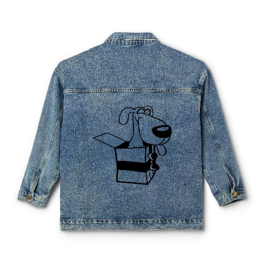 Dog Pet Gift Box Funny Crazy Surprise Fun Puppy Classic Women's Denim Jackets