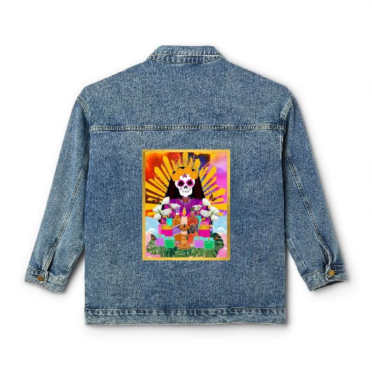 Rainbow Butterfly Santa Muerte Classic Women's Denim Jackets