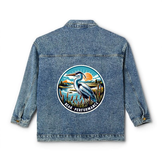 Great Blue Heron Beak Performance Retro Classic Women's Denim Jackets