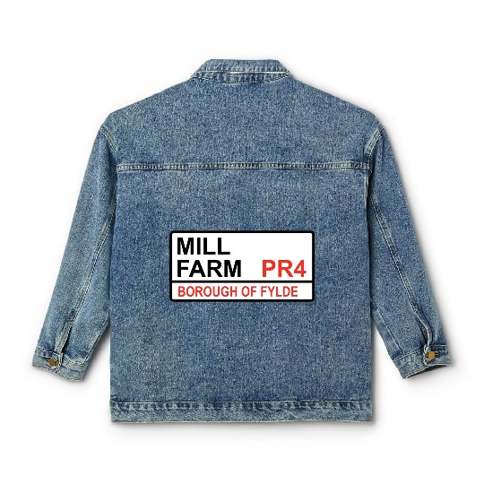 Wesham, Fylde Mill Farm Iconic Street Sign Classic Women's Denim Jackets