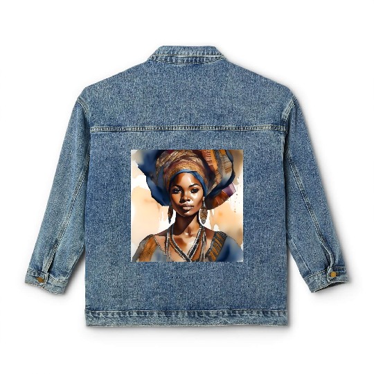 African Woman Portrait E Classic Women's Denim Jackets