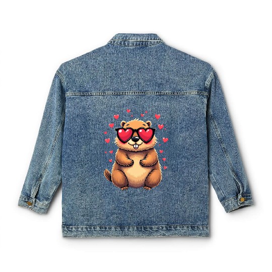 Groundhog Valentines day Animal Lovers Classic Women's Denim Jackets