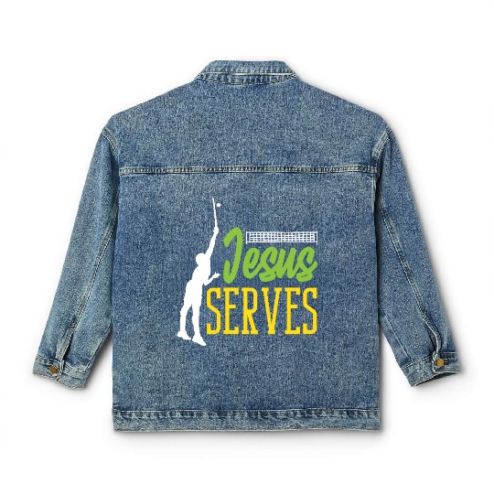 Tennis Jesus Serves Inspirational Design Classic Women's Denim Jackets