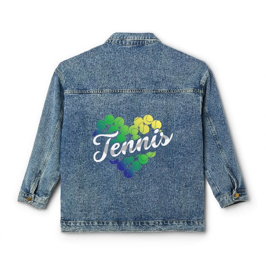Heart of Tennis Passion Green Balls Classic Women's Denim Jackets